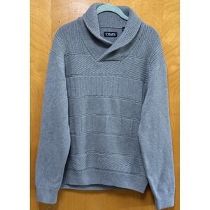 Chaps Mens Shawl Collar Cotton Sweater Heavyweight Gray Sz XL